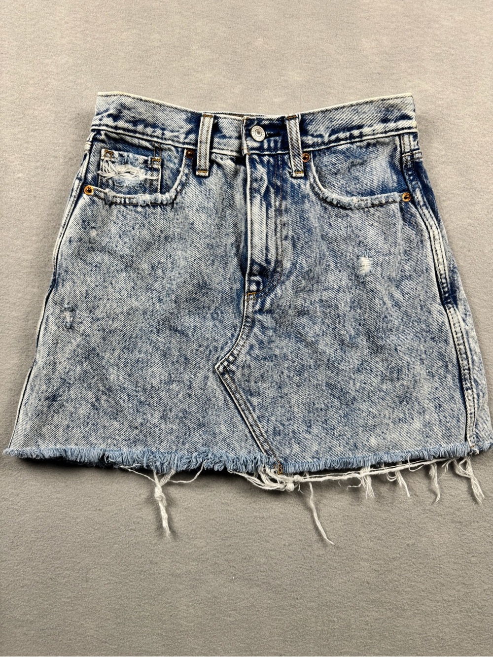 Abercrombie & Fitch Natural Rise Skirt Denim Size 25/0 Cutoff Acid Wash 90s Y2K